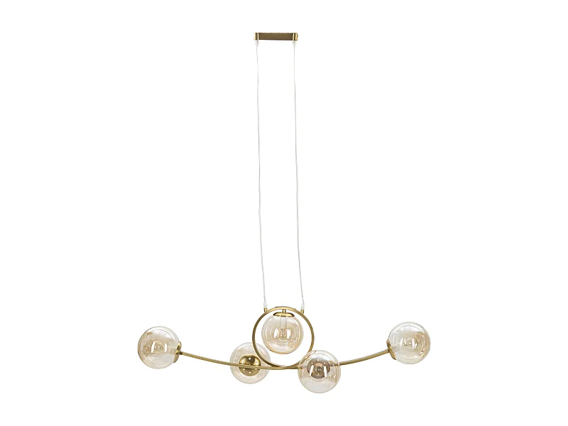 Lampe Suspension 5 Sphères "Japan" 100cm Or