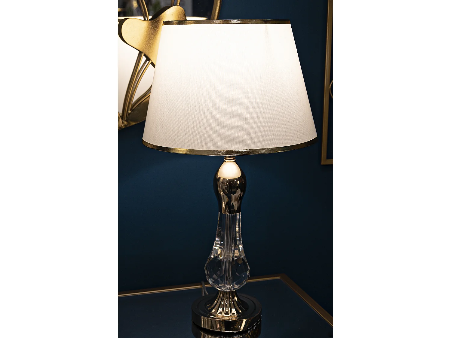 Lampada da tavolo in metallo e vetro cm  Ø 33x59