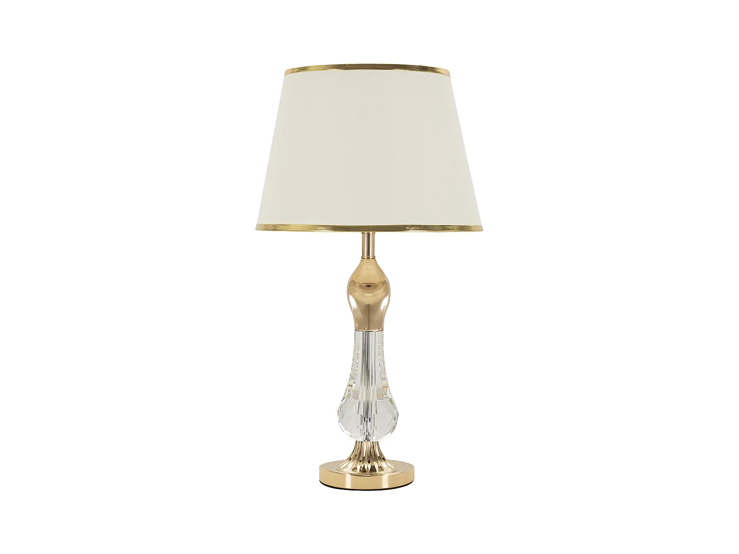 Lampe de Table Bratislava - Lampe Élégante en Métal Doré avec Applications Transparentes et Abat-Jour Beige Ø 33x59 cm