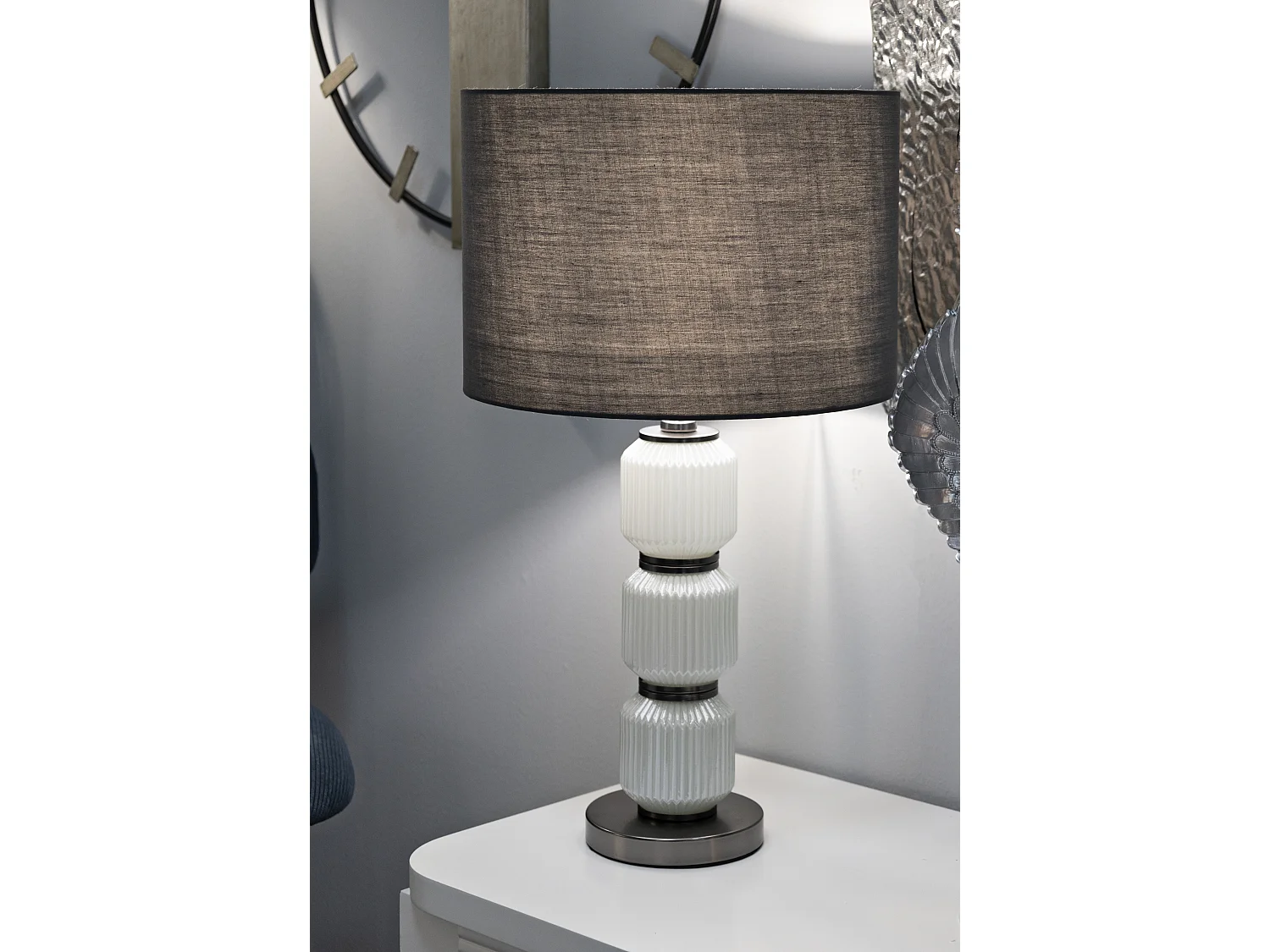 Lampe à Poser en Verre "Bright Three" 57cm Blanc & Gris