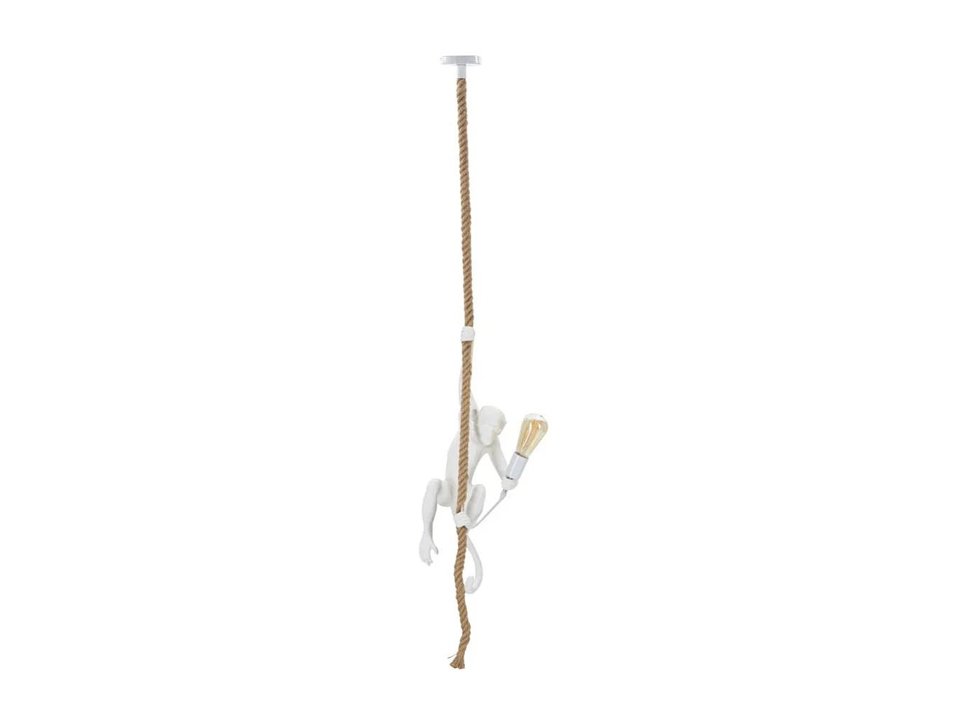 Lampe Suspension en Résine "Singe" 60cm Blanc