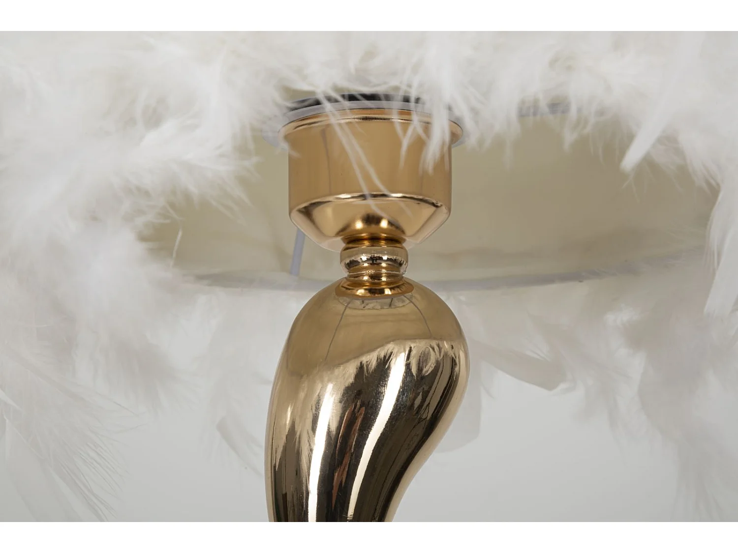 Lampe à Poser Imitation Plume "Cart" 47cm Or & Blanc