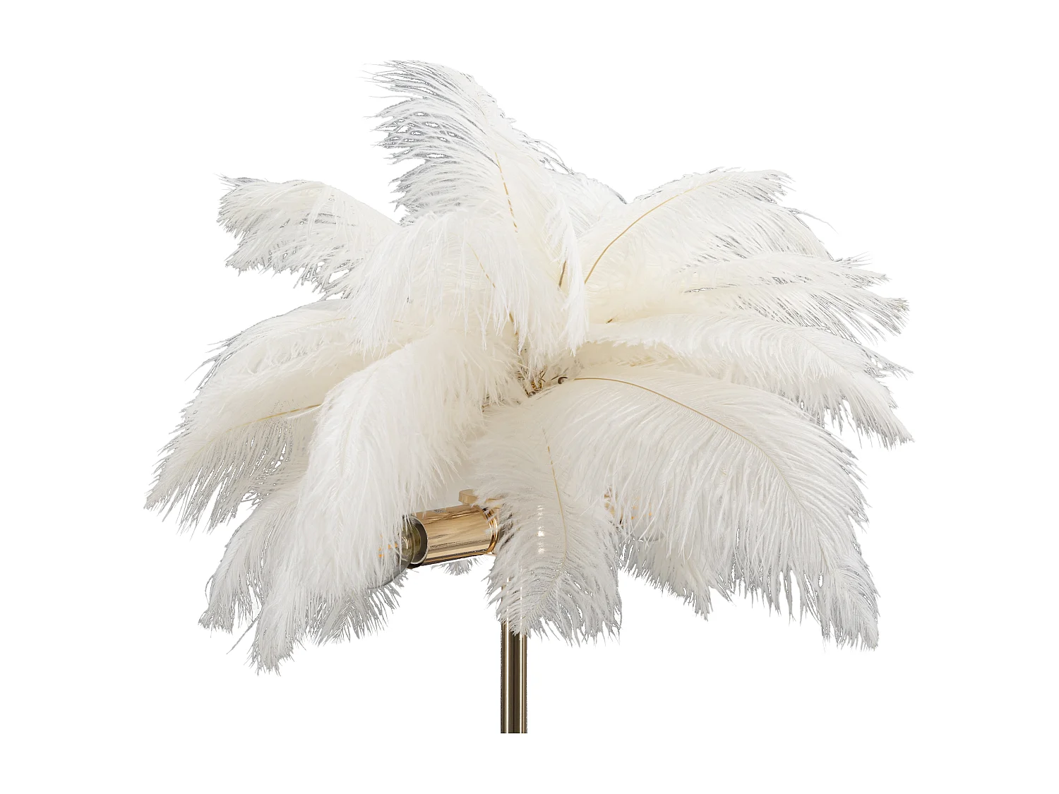 Lampe à Poser Imitation Plume "Palm" 60cm Or & Blanc