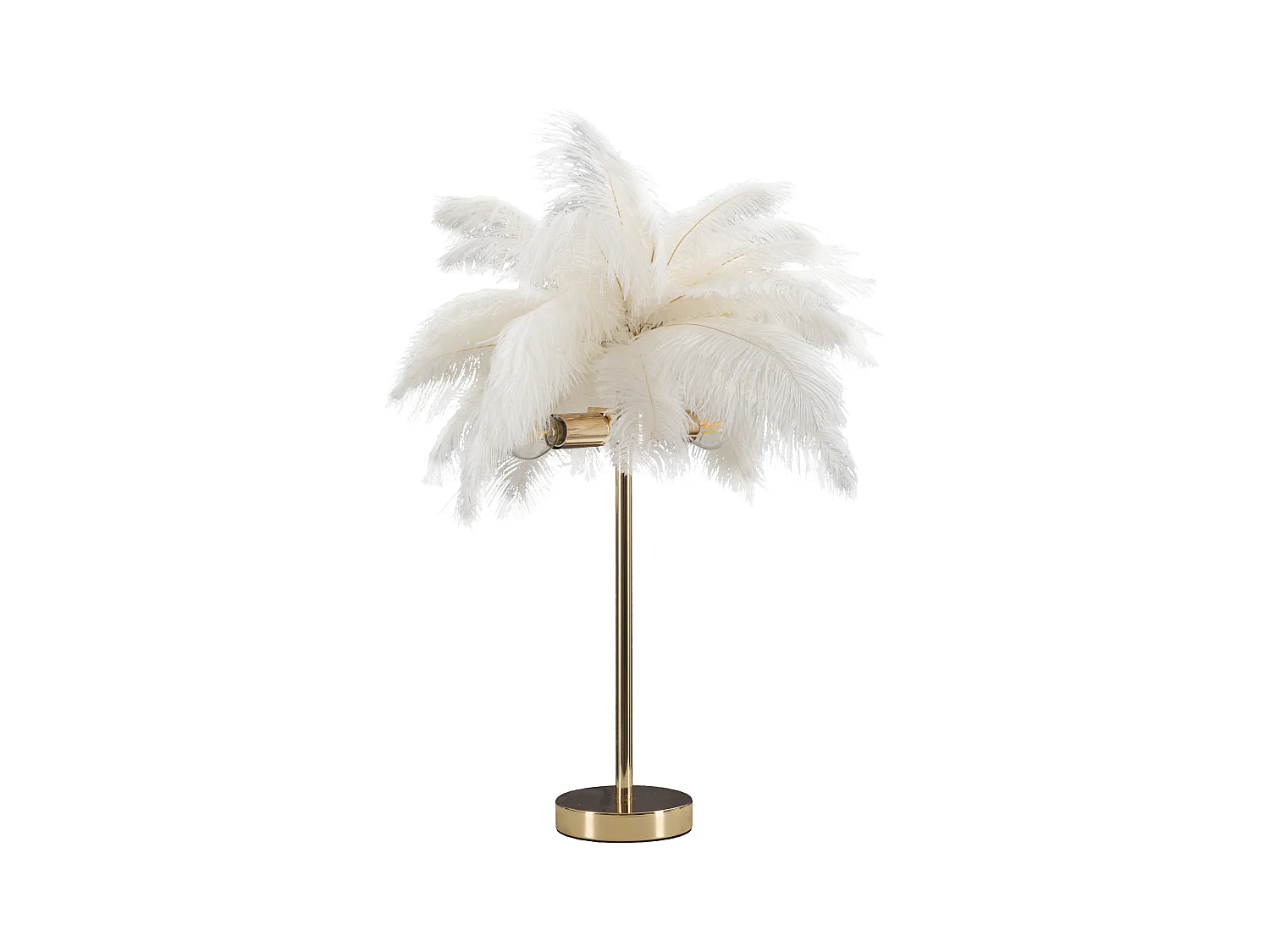 Lampe de table en plumes blanches, Ø 40x55 cm