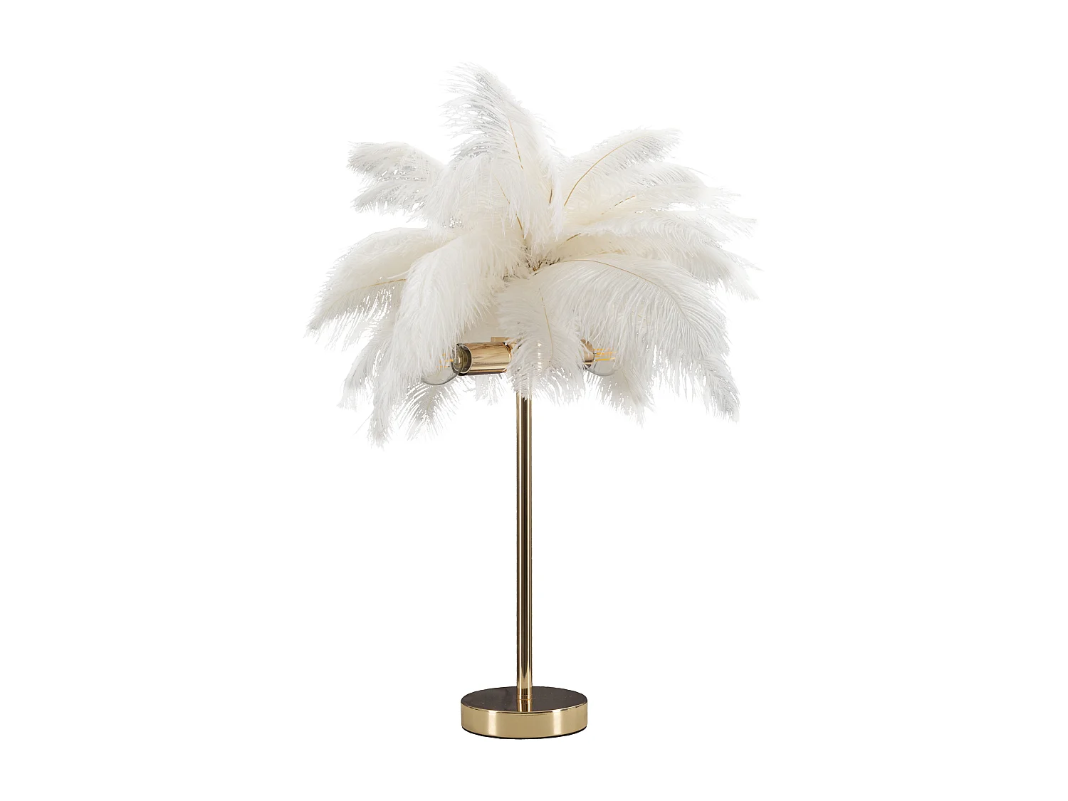 Lampe à Poser Imitation Plume "Palm" 60cm Or & Blanc