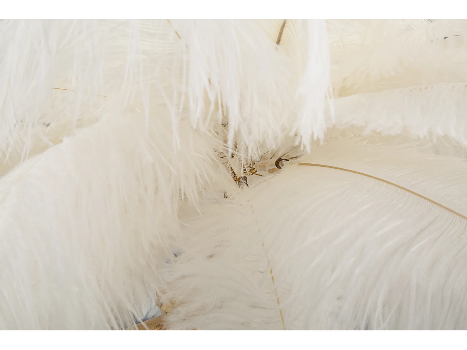 Lampe à Poser Imitation Plume "Palm" 60cm Or & Blanc