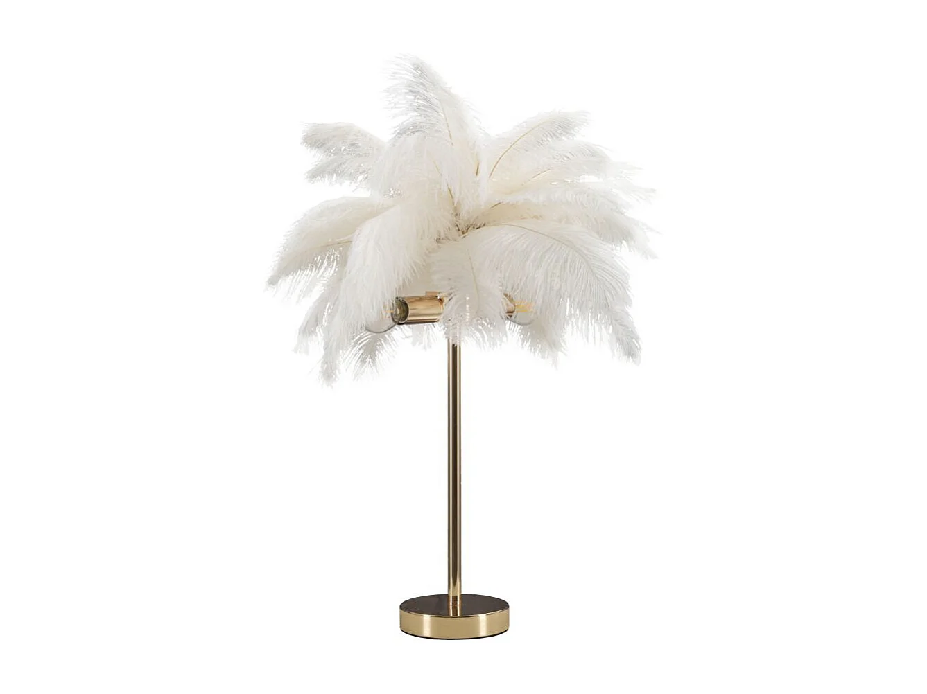 Lampe à Poser Imitation Plume "Palm" 60cm Or & Blanc