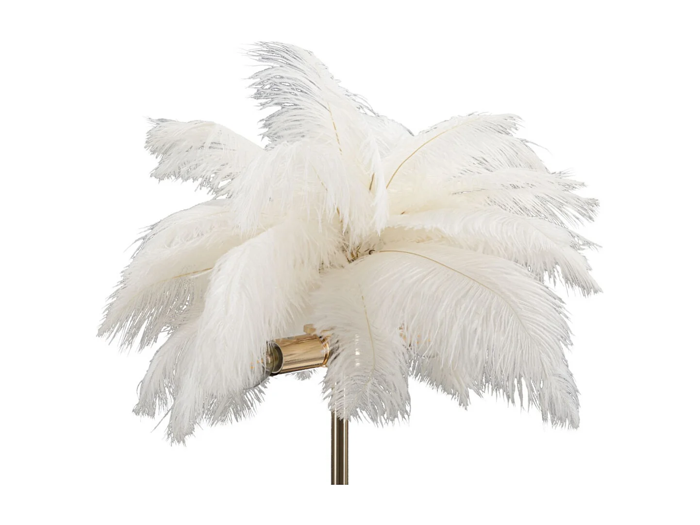 Lampe à Poser Imitation Plume "Palm" 60cm Or & Blanc