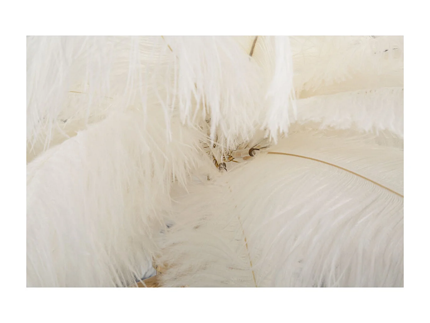 Lampe à Poser Imitation Plume "Palm" 60cm Or & Blanc