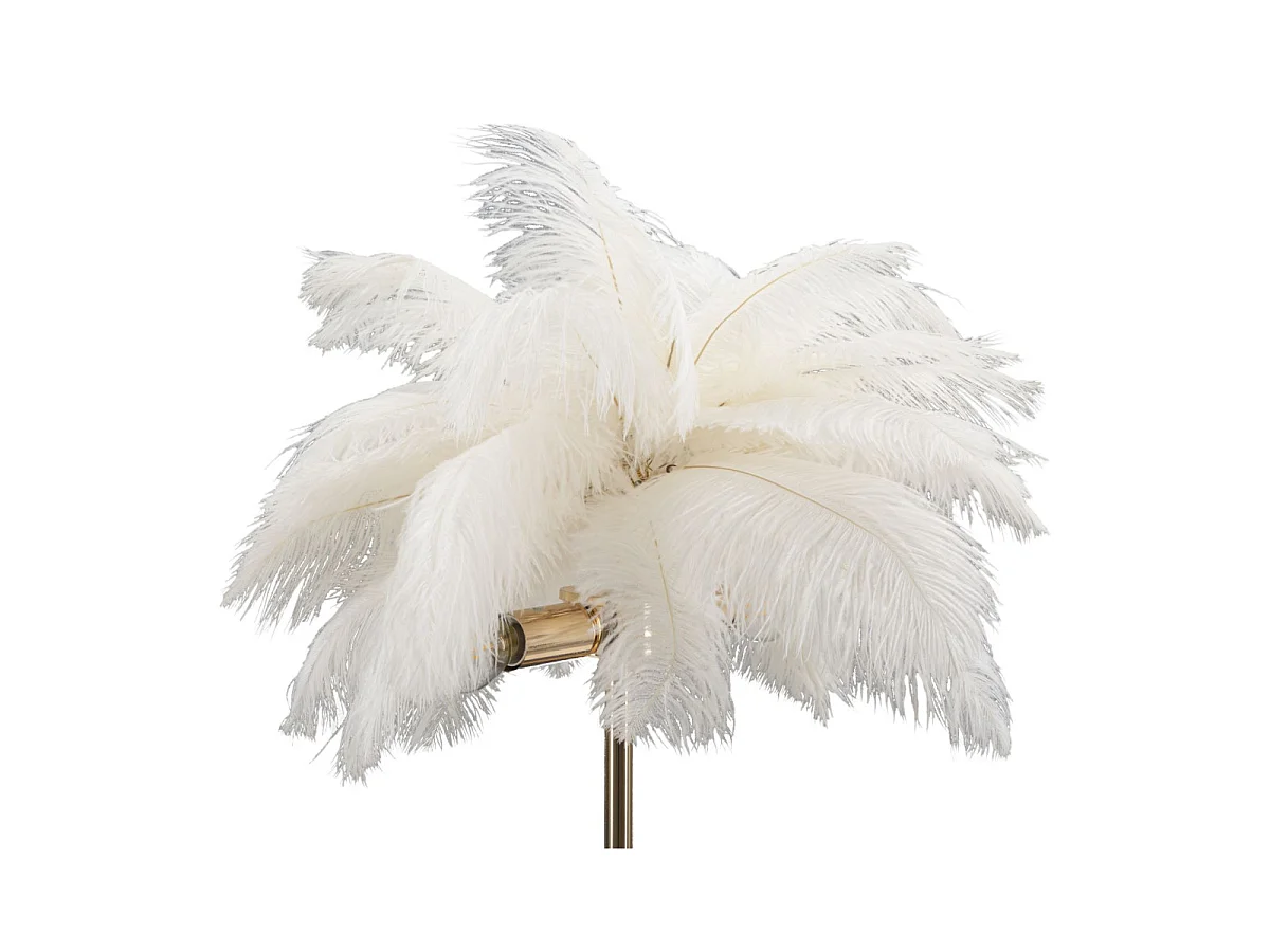 Tischlampe mit Federlampenschirm und 2 Lichtquellen Palm S - Weiß