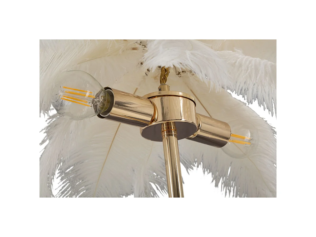 Tischlampe mit Federlampenschirm und 2 Lichtquellen Palm S - Weiß