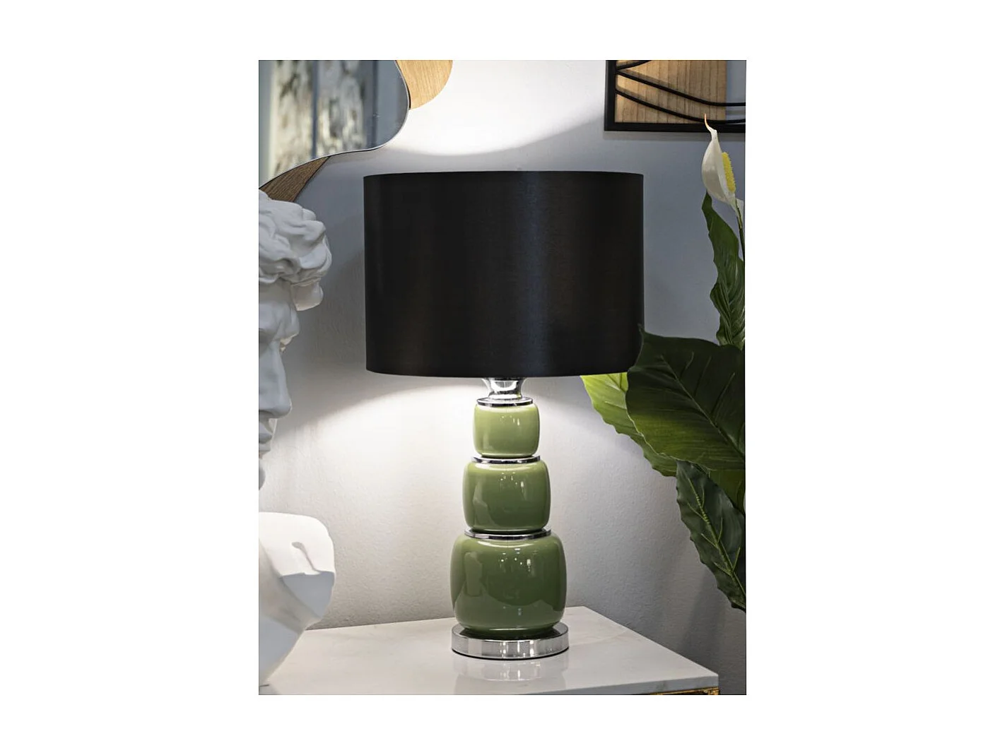 Lampe à Poser en Verre "Eva Three" 57cm Vert & Noir