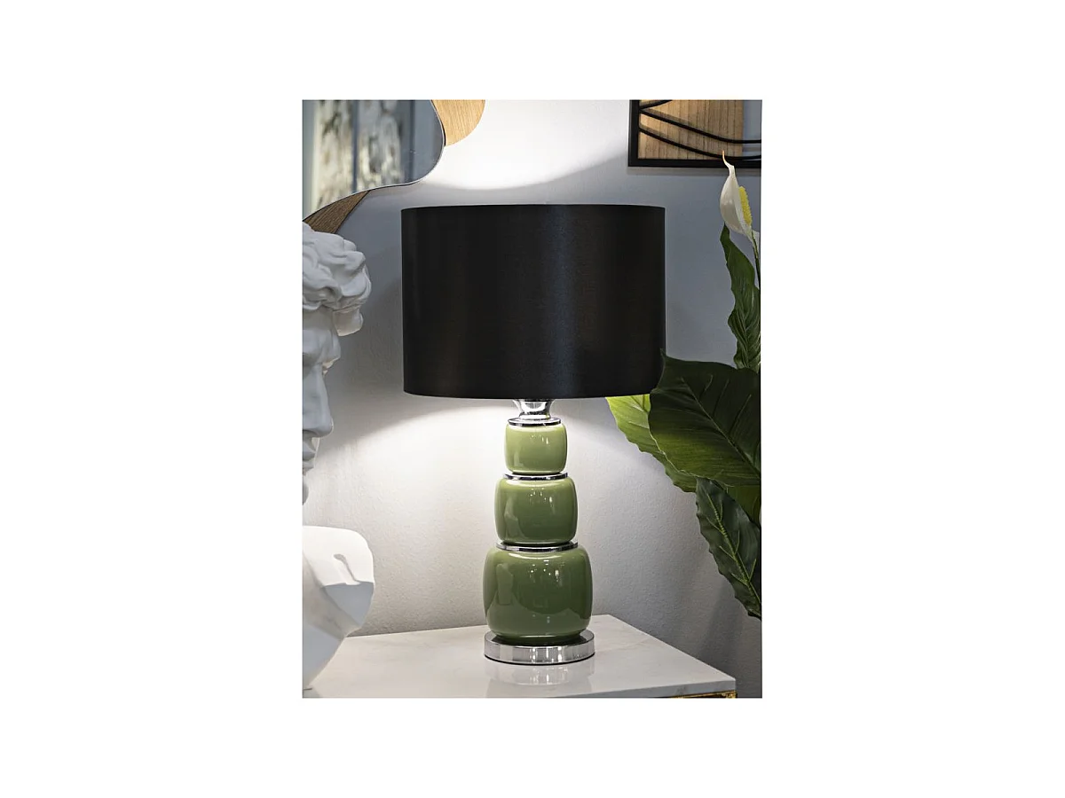 Lampe à Poser en Verre "Eva Three" 57cm Vert & Noir