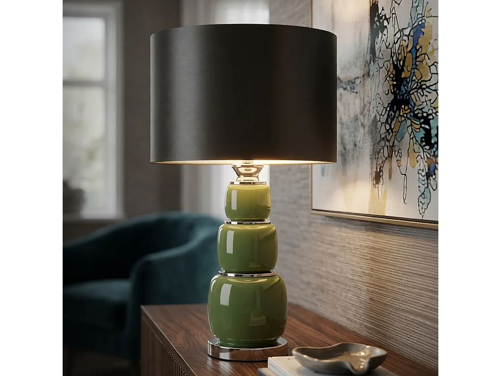 Lampa stołowa Eva Three, kolor biały, szkło, 33 x 33 x 57 cm, 1 x E27, Mauro Ferretti