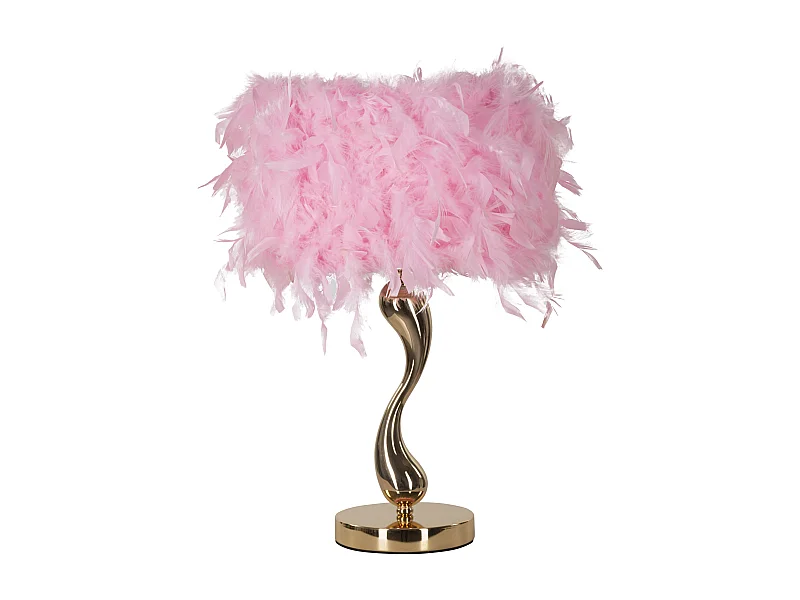 Lampe à Poser Imitation Plume "Cart" 47cm Or & Rose