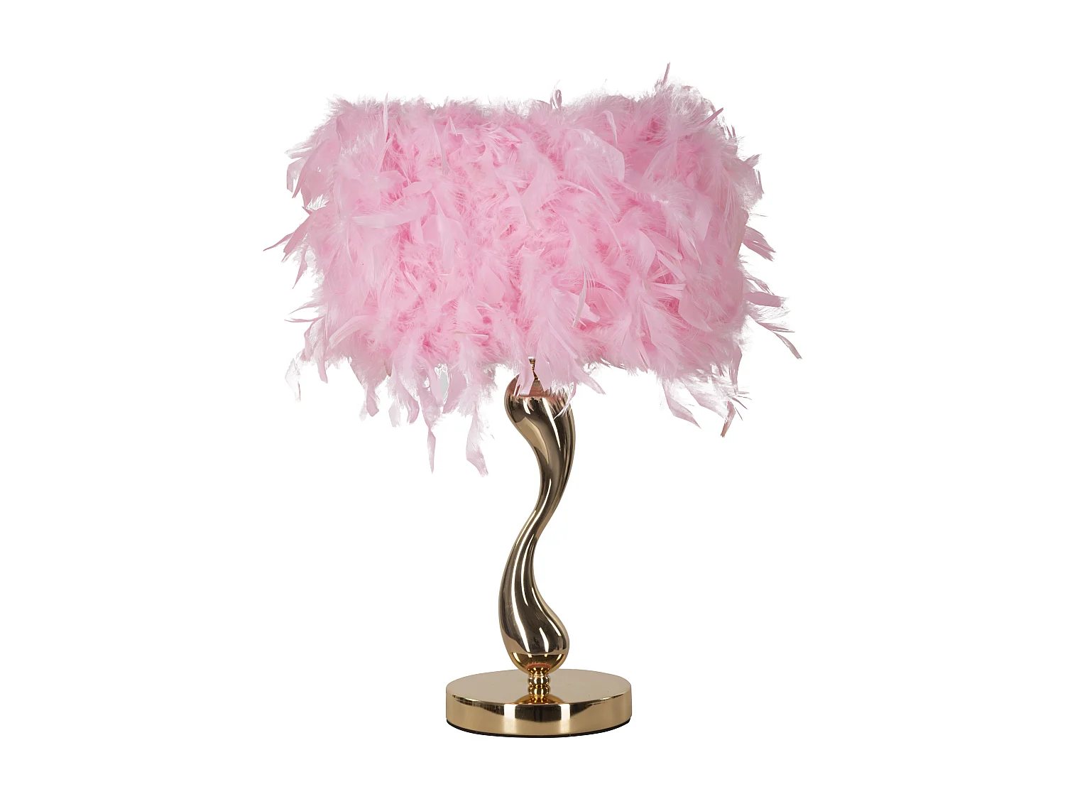 Lampada da tavolo con piume rosa cm  Ø 25x47