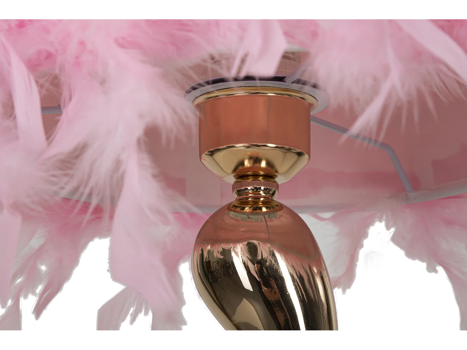 Lampada da tavolo con piume rosa cm  Ø 25x47