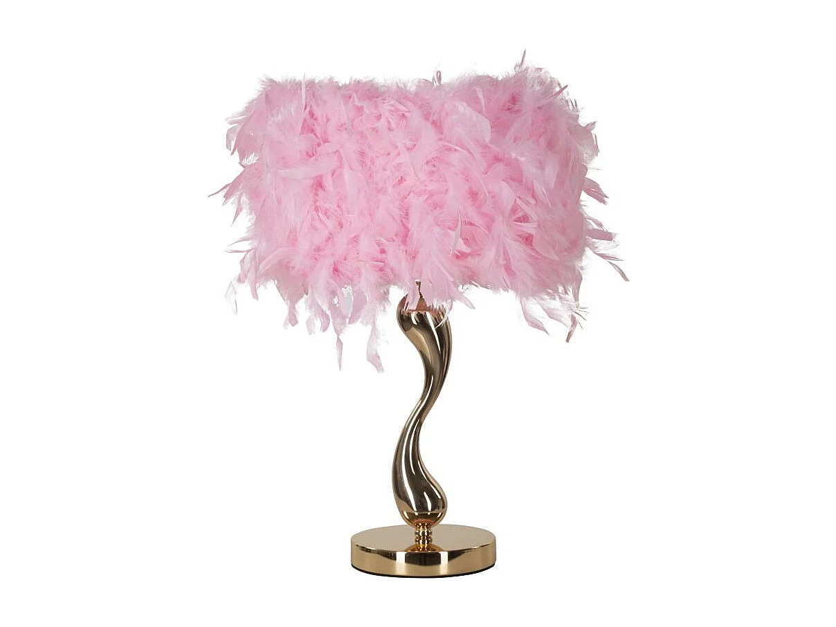 Lampe à Poser Imitation Plume "Cart" 47cm Or & Rose