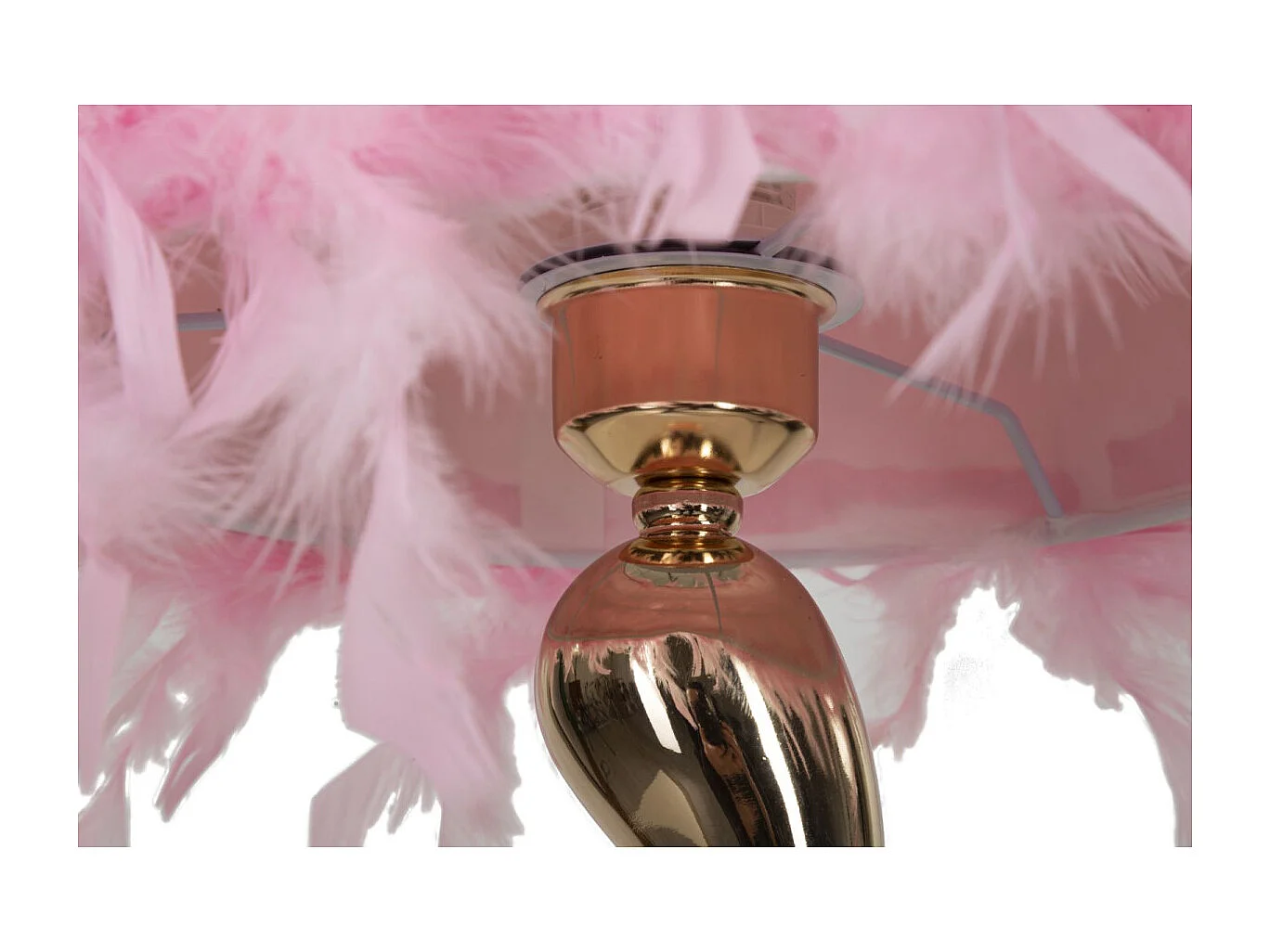 Lampe à Poser Imitation Plume "Cart" 47cm Or & Rose