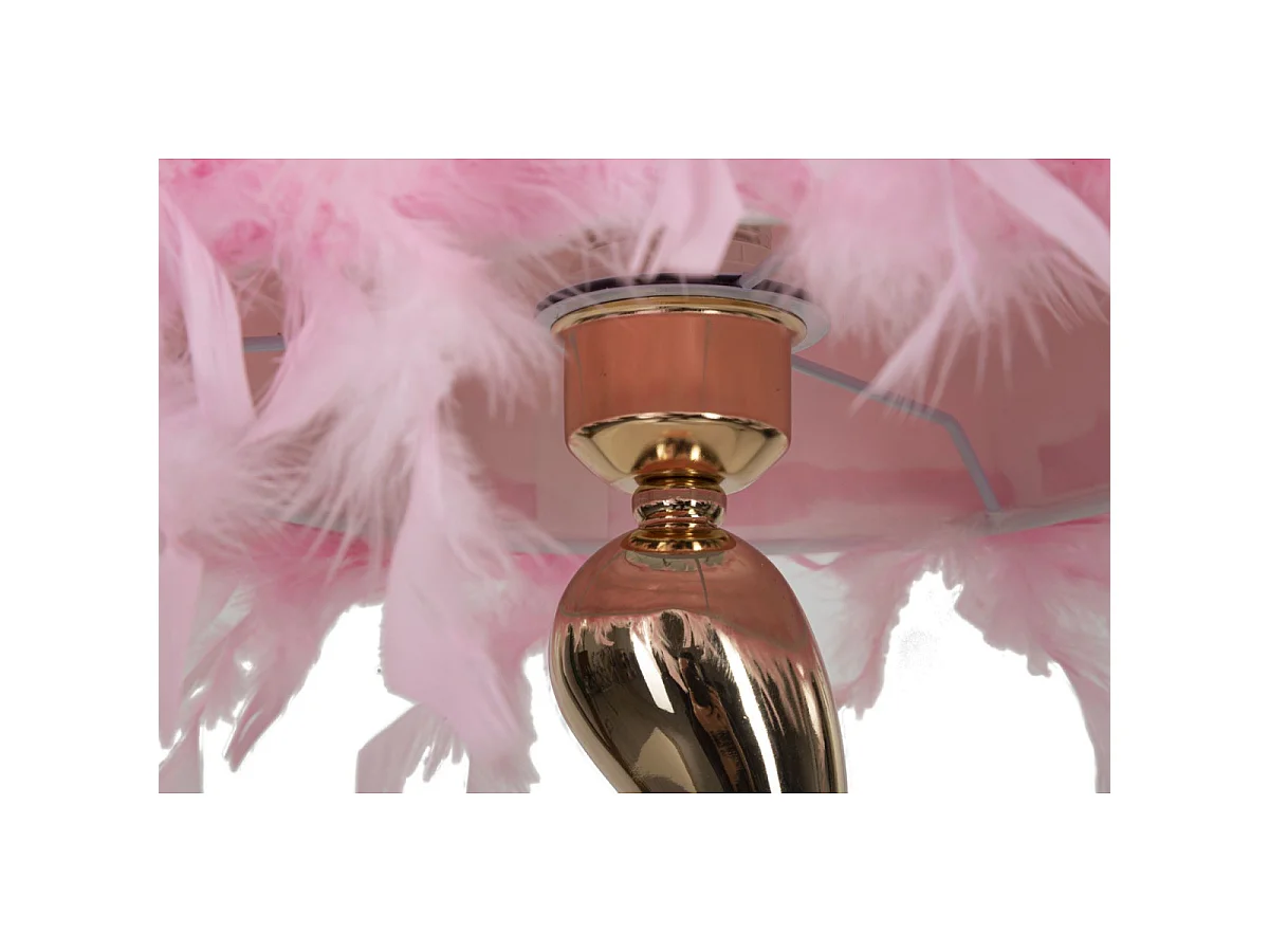 Lampe à Poser Imitation Plume "Cart" 47cm Or & Rose