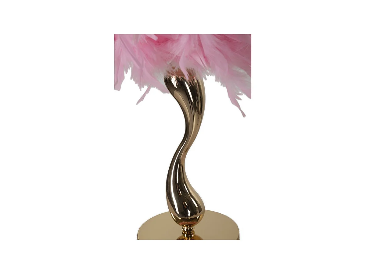 Lampe à Poser Imitation Plume "Cart" 47cm Or & Rose