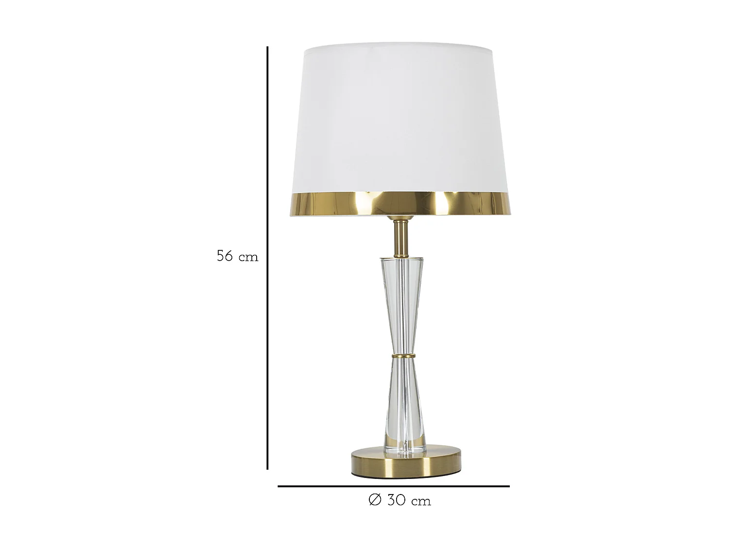 Lampe à Poser en Verre "Cristal" 56cm Blanc & Or