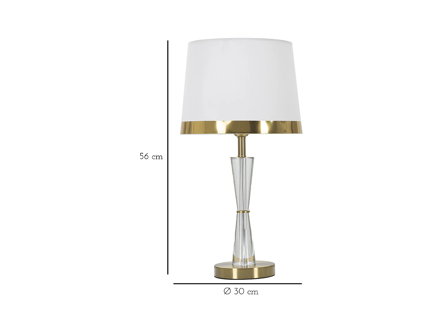 Lampe à Poser en Verre "Cristal" 56cm Blanc & Or