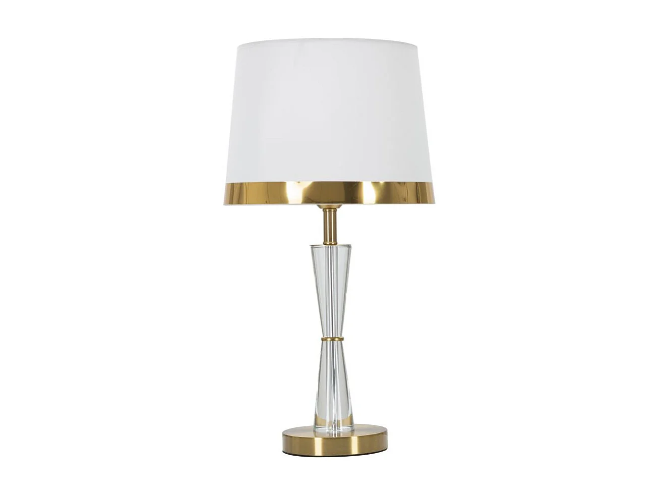 Lampe à Poser en Verre "Cristal" 56cm Blanc & Or