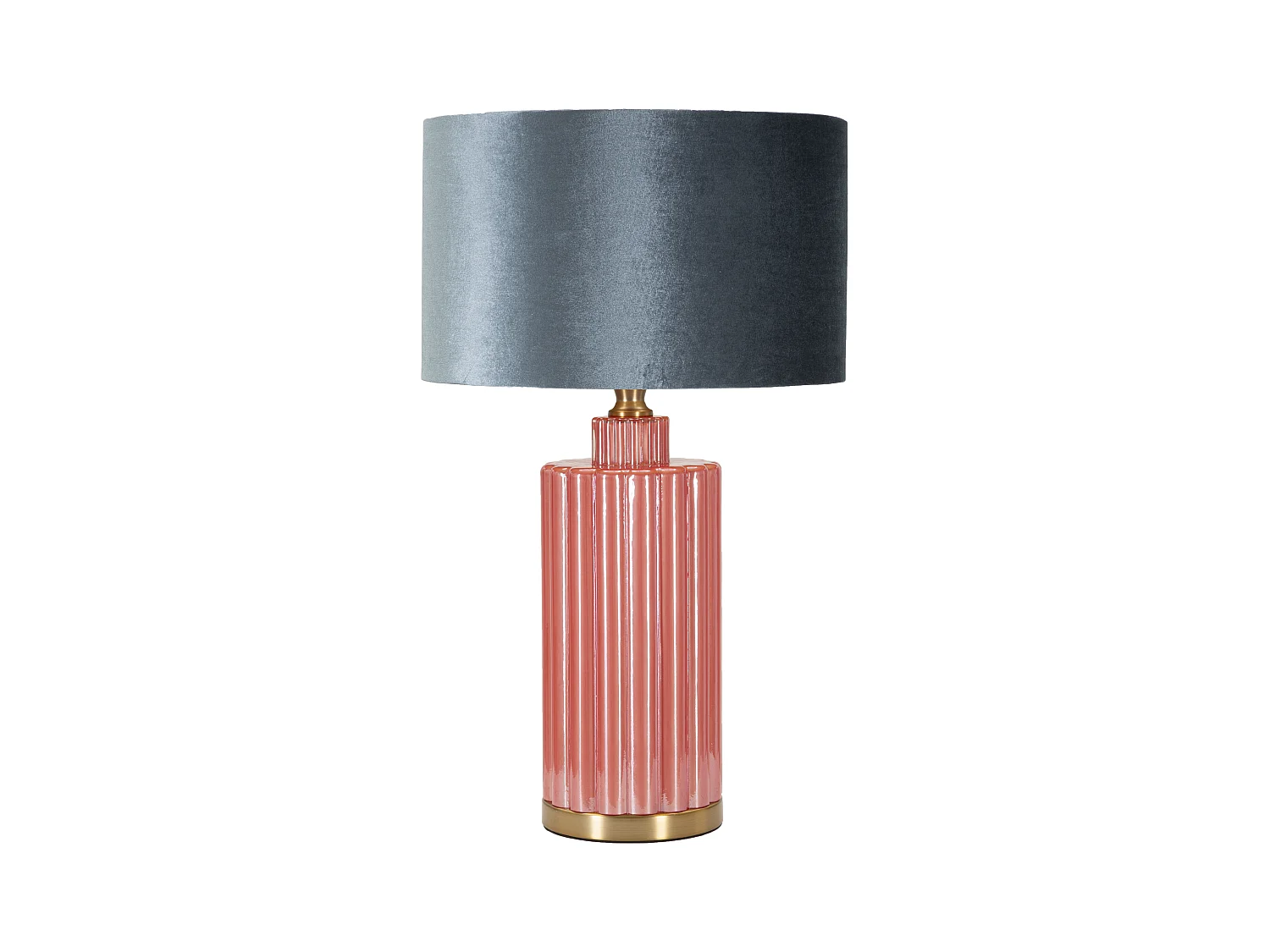 Lampe de Table Helene Tower - Lampe Moderne avec Base en Verre Rouge et Abat-jour en Velours Bleu Ø 40x70 cm