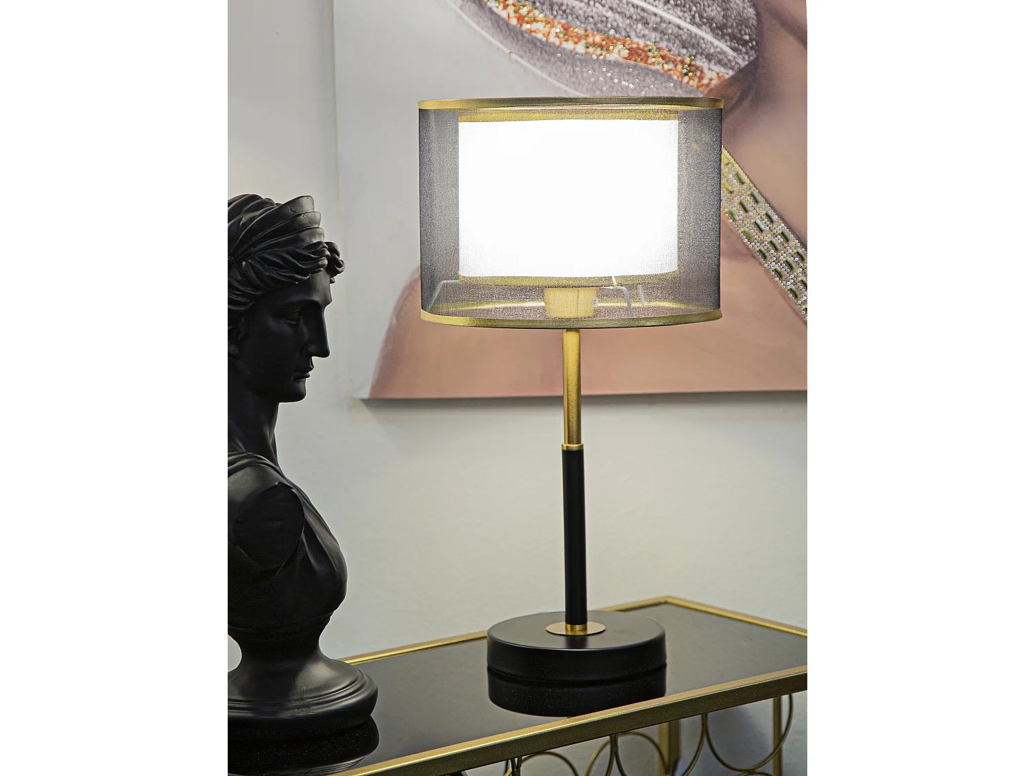 Zwarte metalen tafellamp Ø 25x48 cm