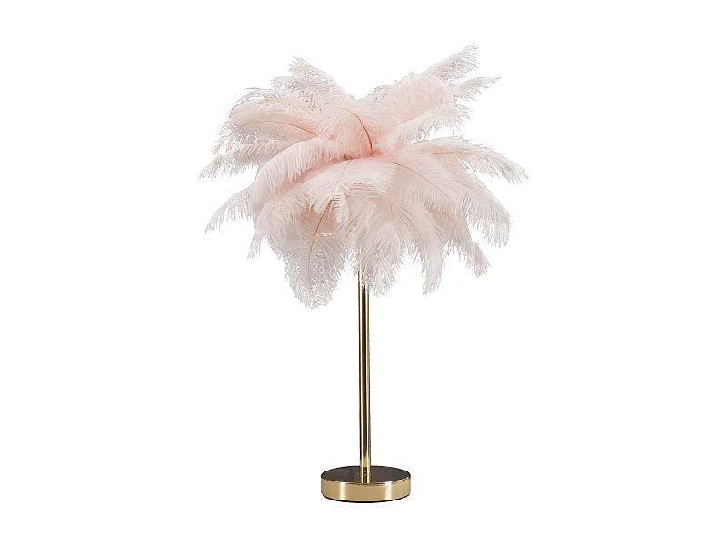 Lampe à Poser Imitation Plume "Palm" 60cm Or & Rose