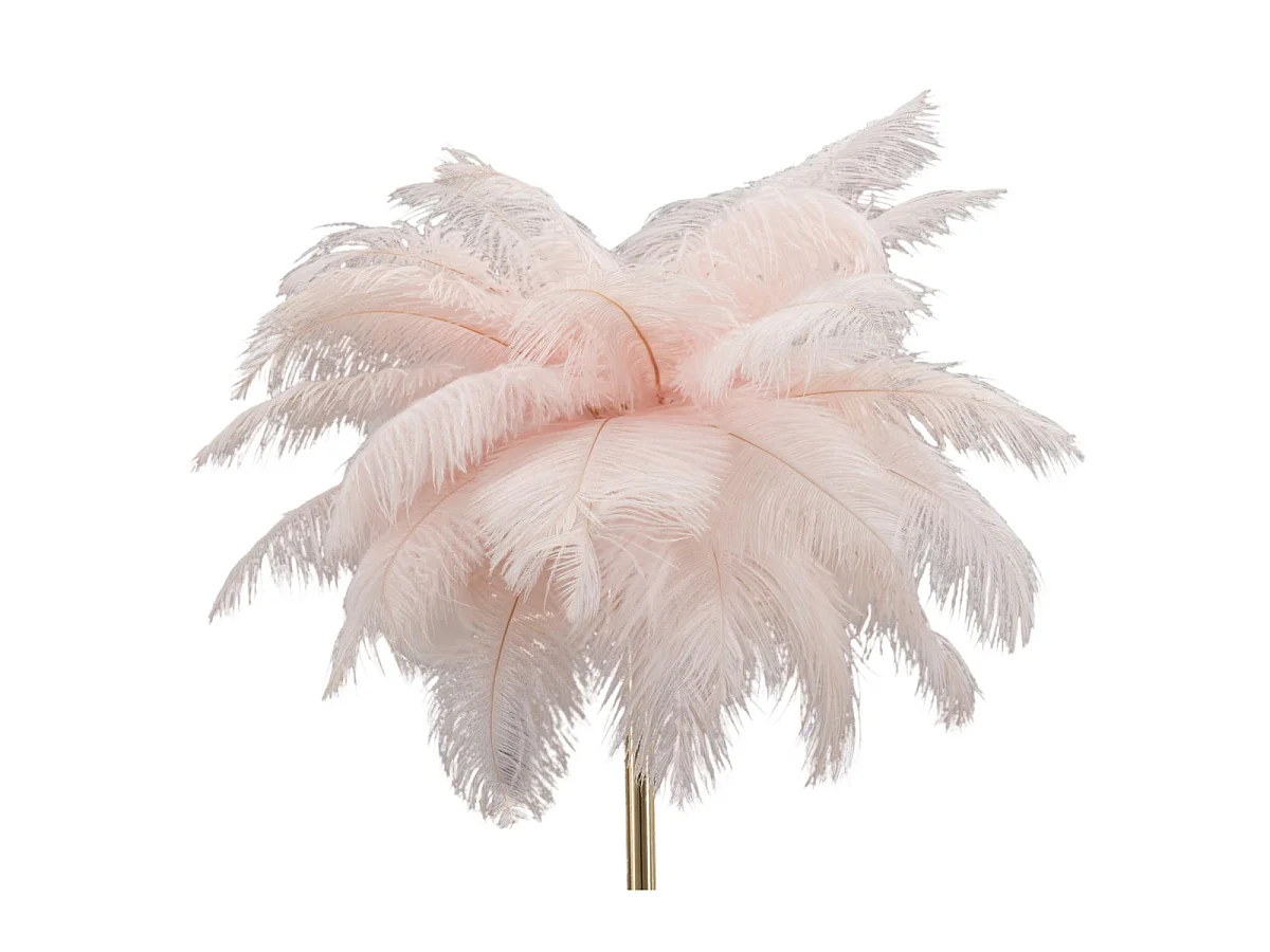 Lampe à Poser Imitation Plume "Palm" 60cm Or & Rose