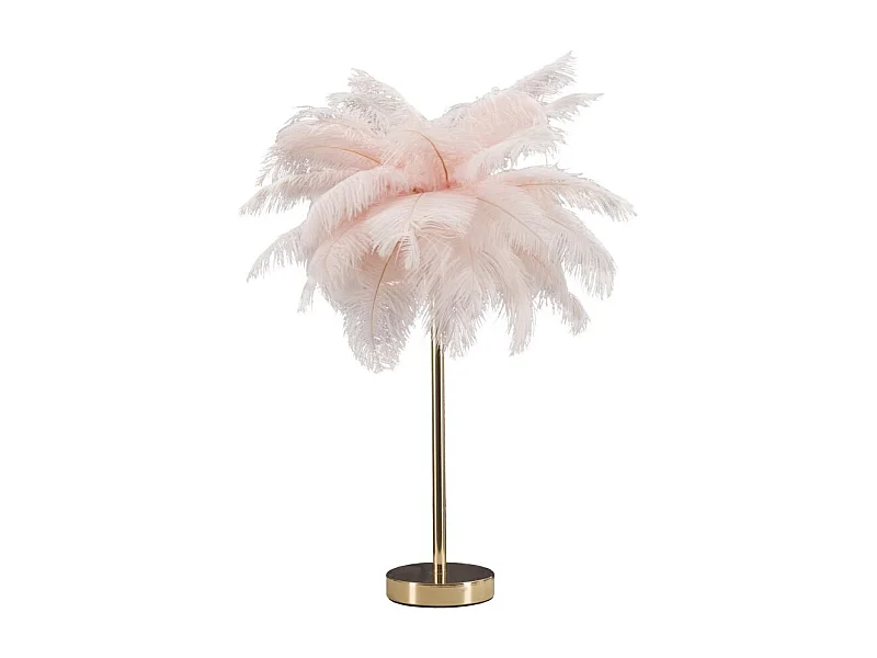 Lampe à Poser Imitation Plume "Palm" 60cm Or & Rose