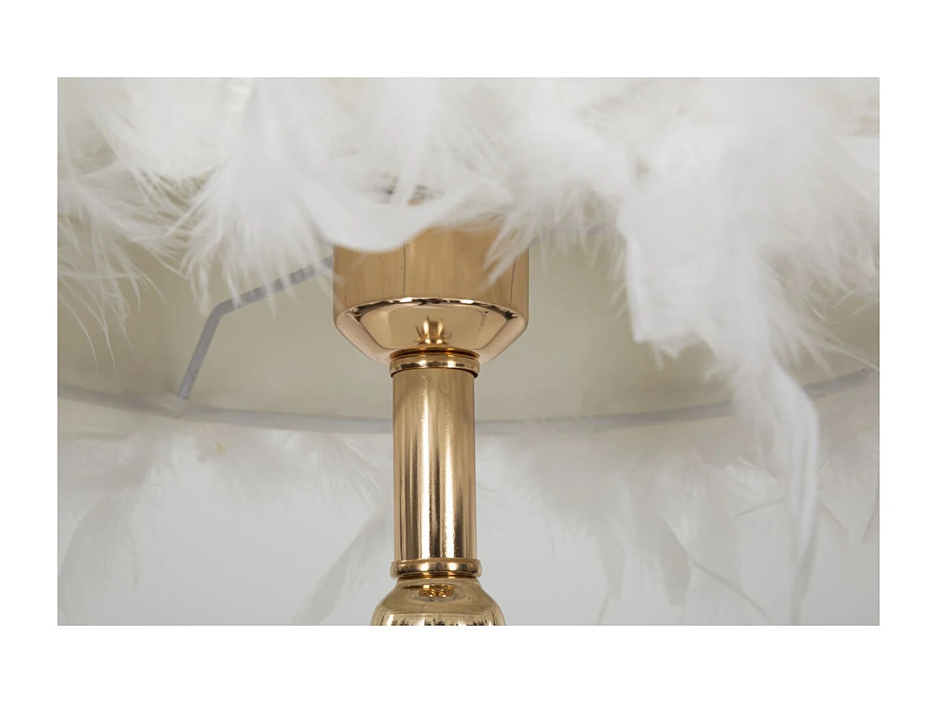 Lampe à Poser Imitation Plume "Tarty" 54cm Or & Blanc