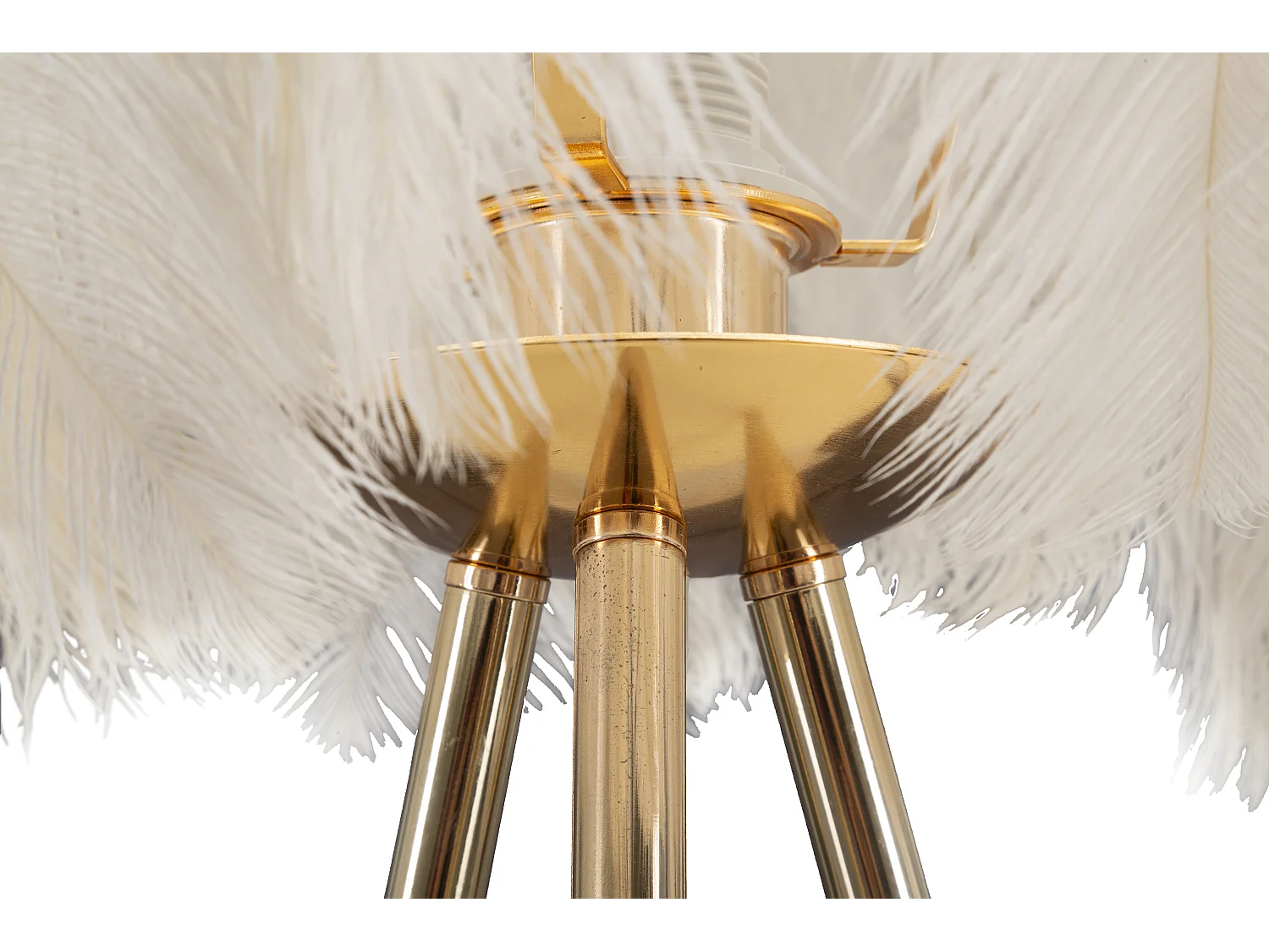 Lampe à Poser Imitation Plume "Stand" 60cm Or & Blanc