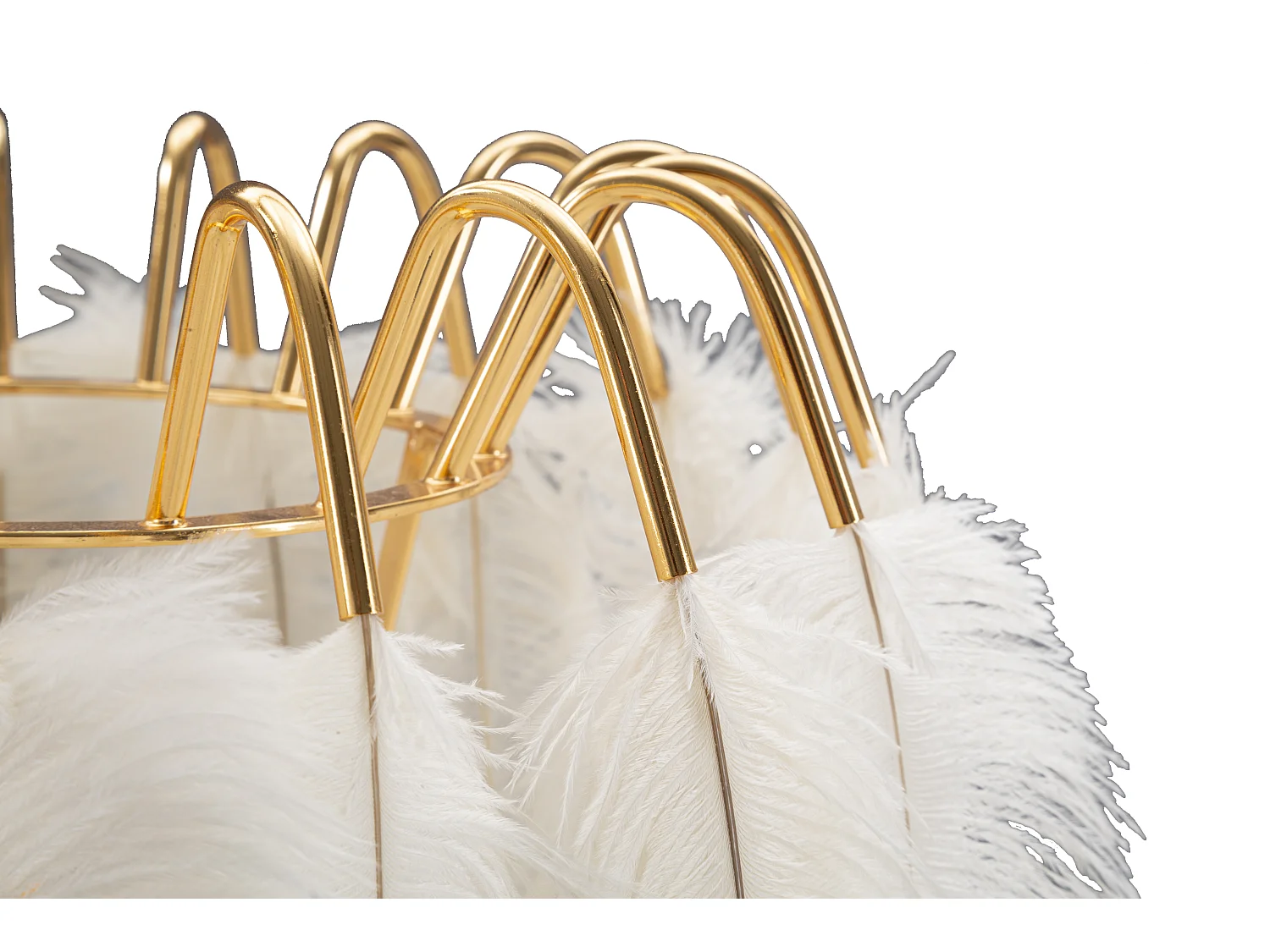 Lampe à Poser Imitation Plume "Stand" 60cm Or & Blanc