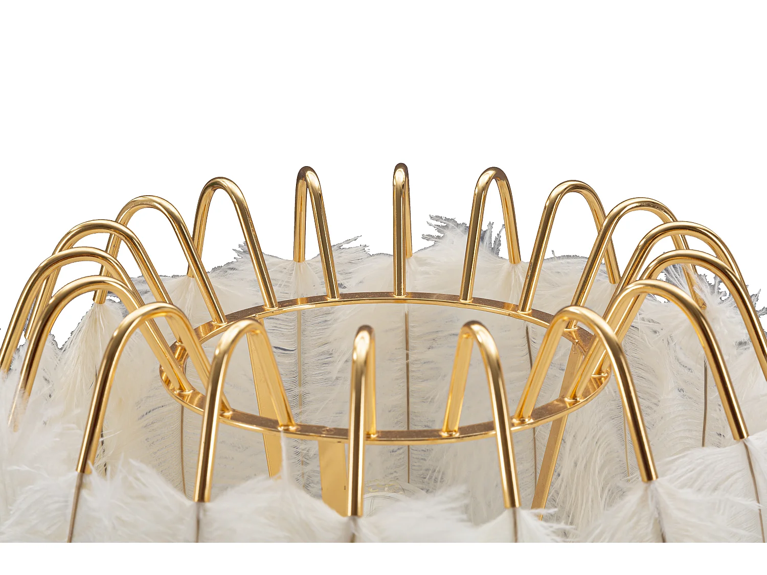 Lampe à Poser Imitation Plume "Stand" 60cm Or & Blanc