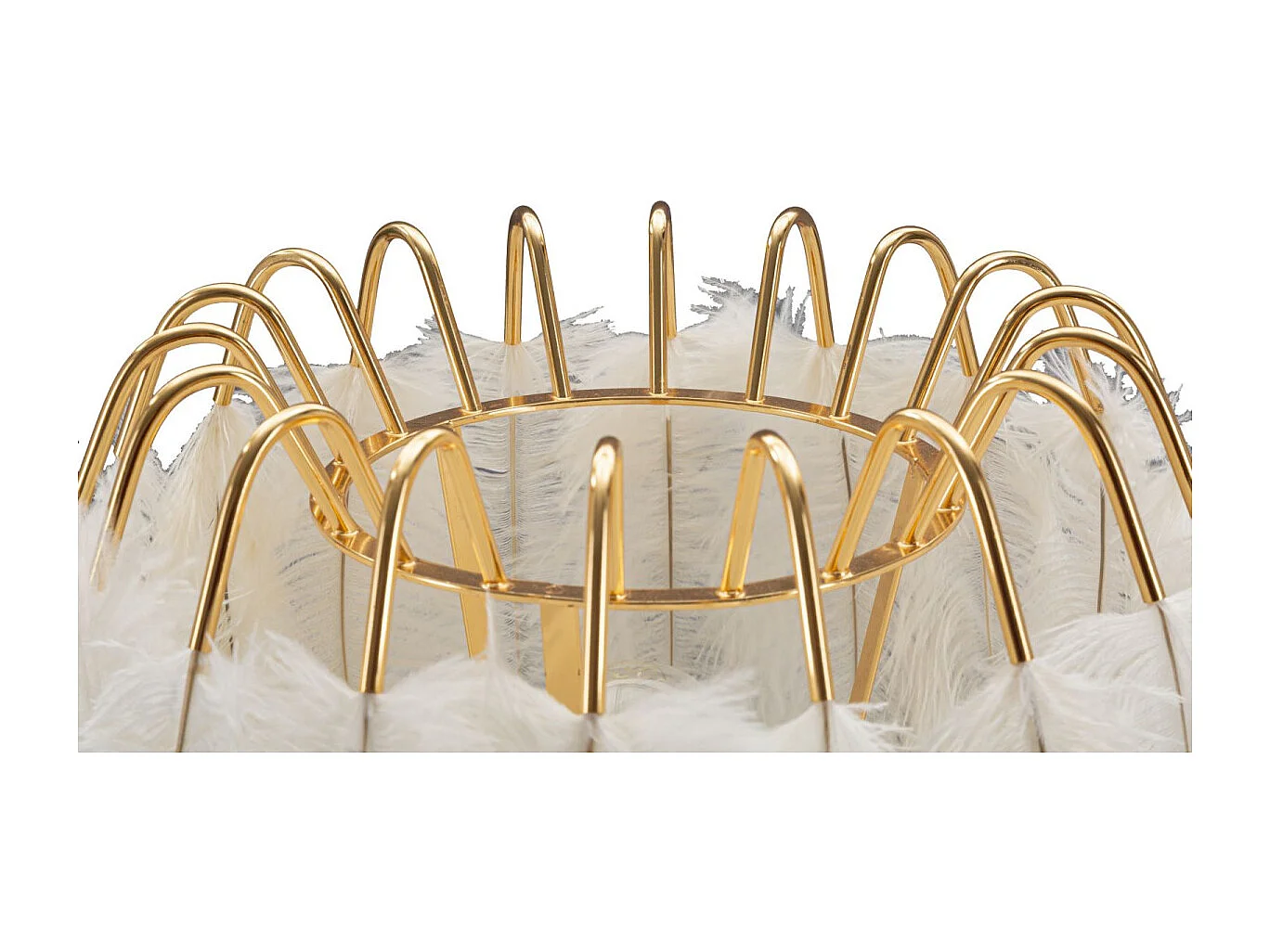 Lampe à Poser Imitation Plume "Stand" 60cm Or & Blanc