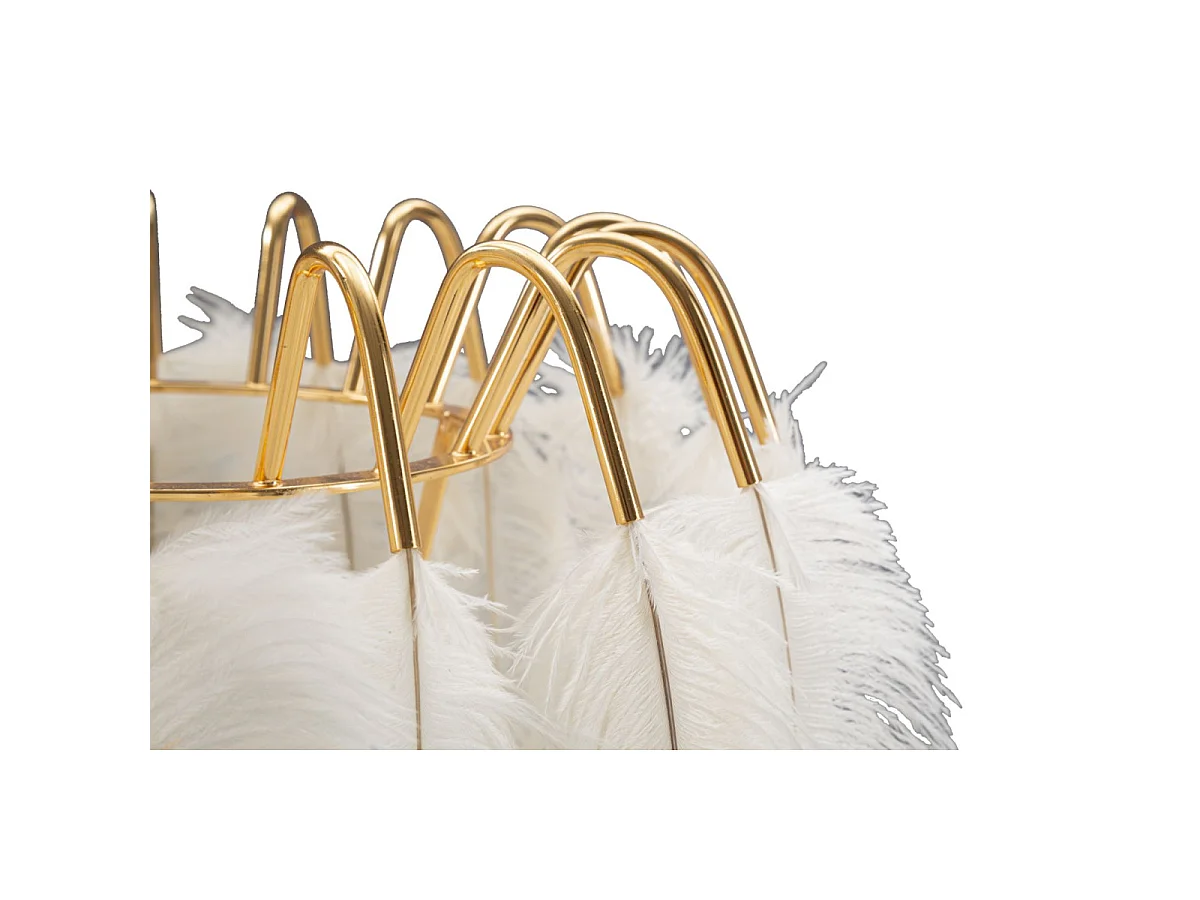 Lampe à Poser Imitation Plume "Stand" 60cm Or & Blanc