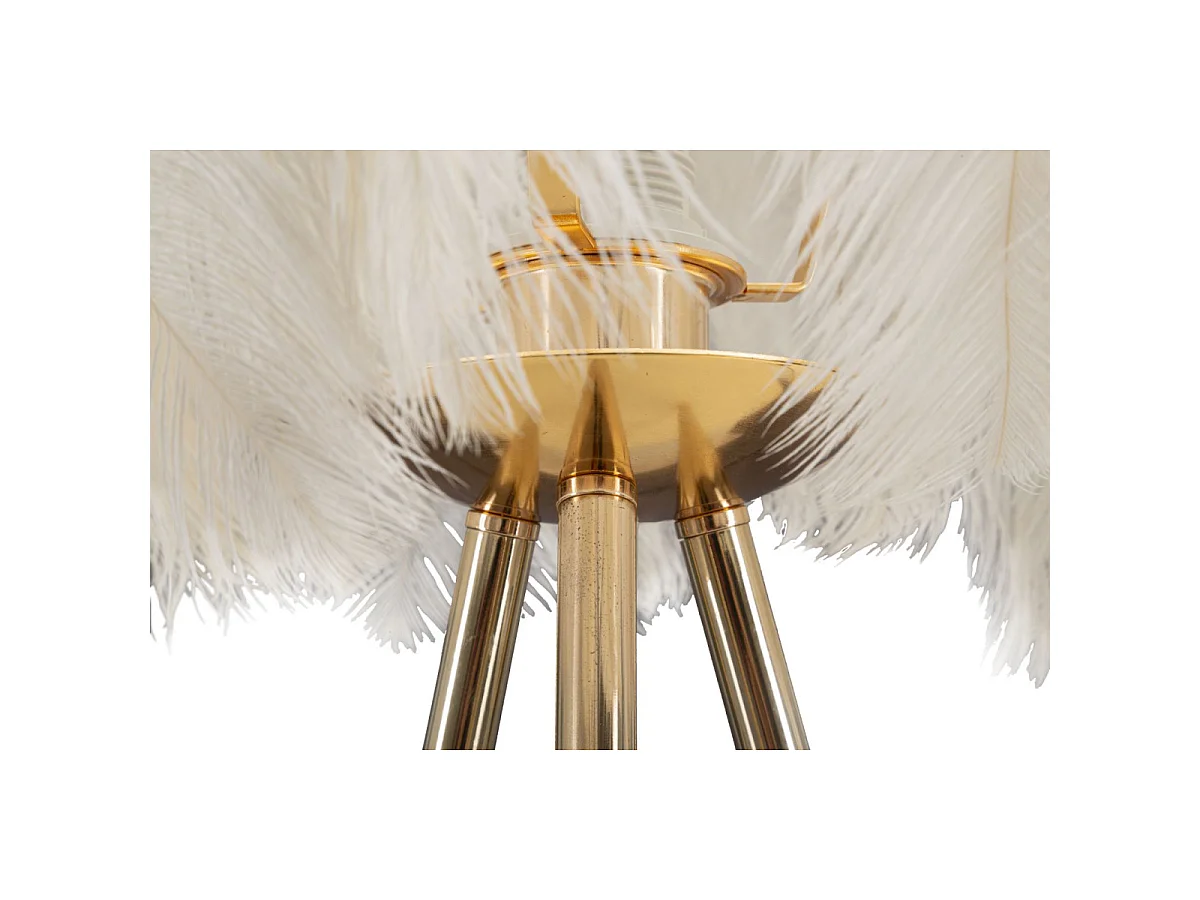 Lampe à Poser Imitation Plume "Stand" 60cm Or & Blanc