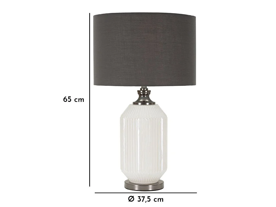 Lampe à Poser en Verre "Brighty" 65cm Blanc & Gris