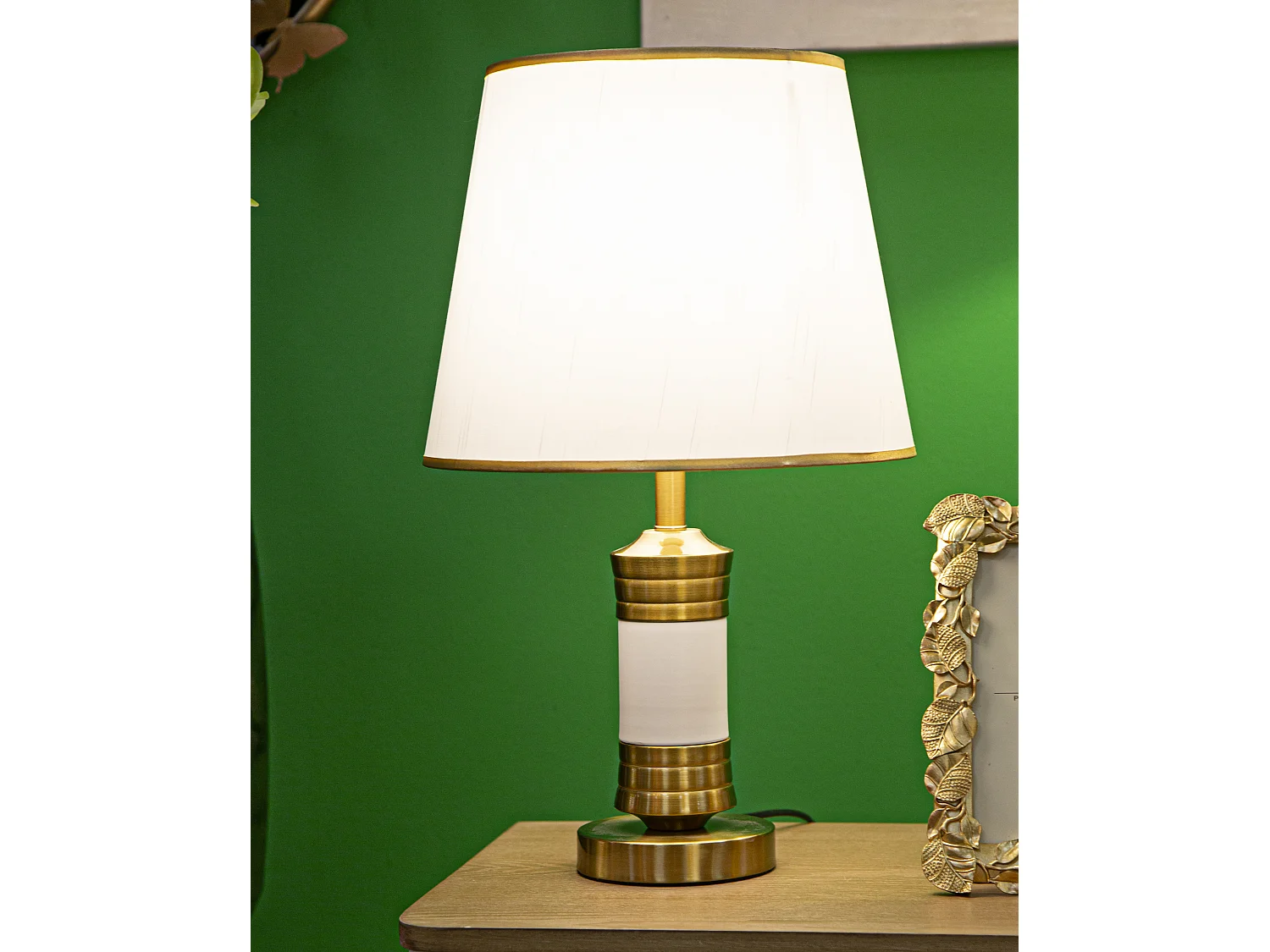 Lampe à Poser en Métal "Whity" 52cm Blanc & Or