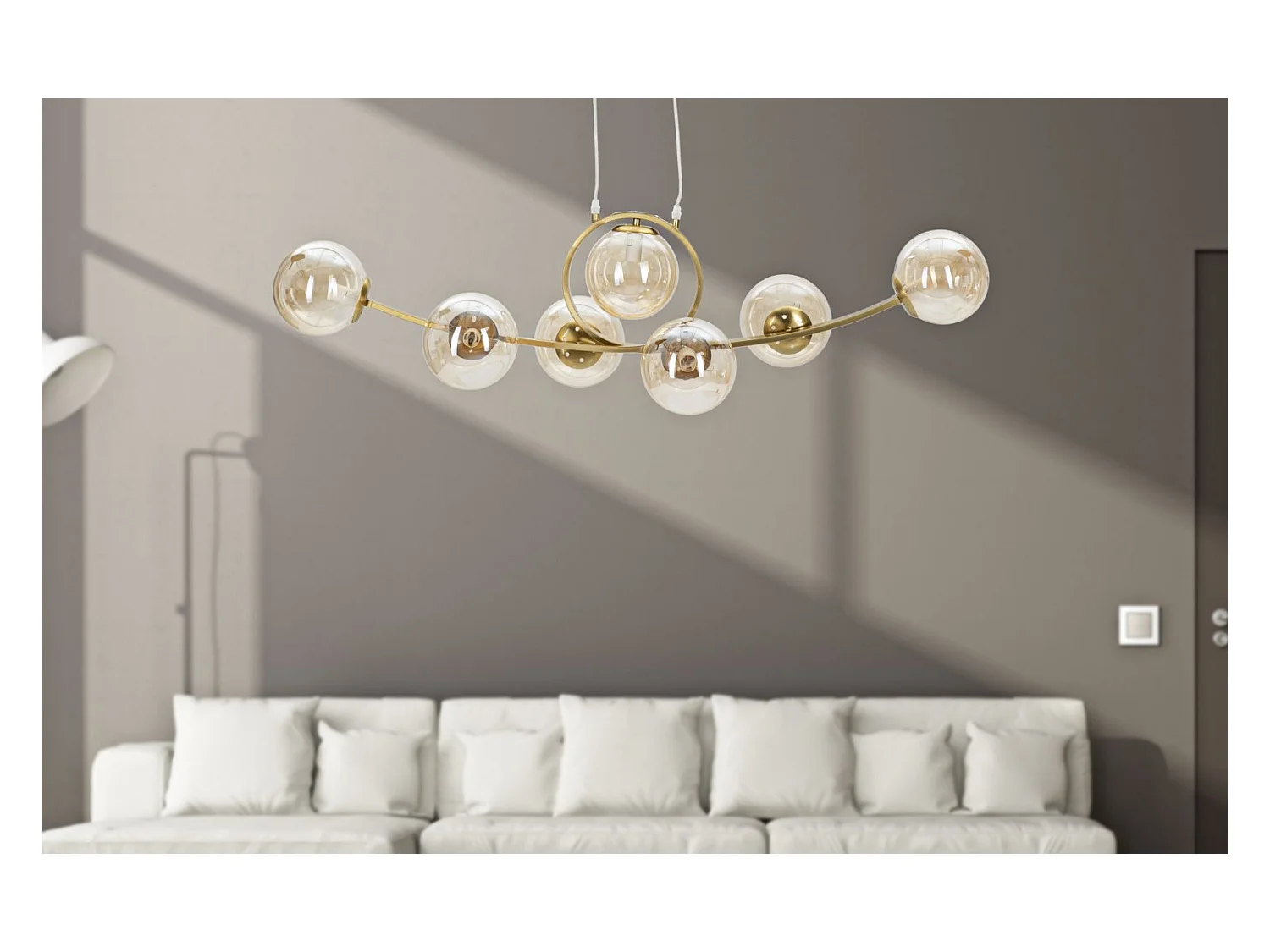 Lampadario con 7 sfere in vetro cm  115x36x30