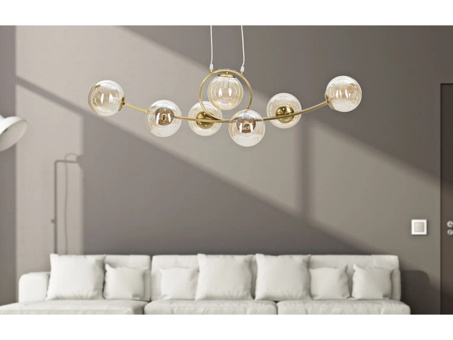 Lampe Suspension 7 Sphères "Japan" 115cm Or