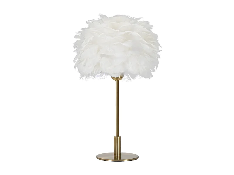Lampada da tavolo con piume bianche cm  Ø 30x50