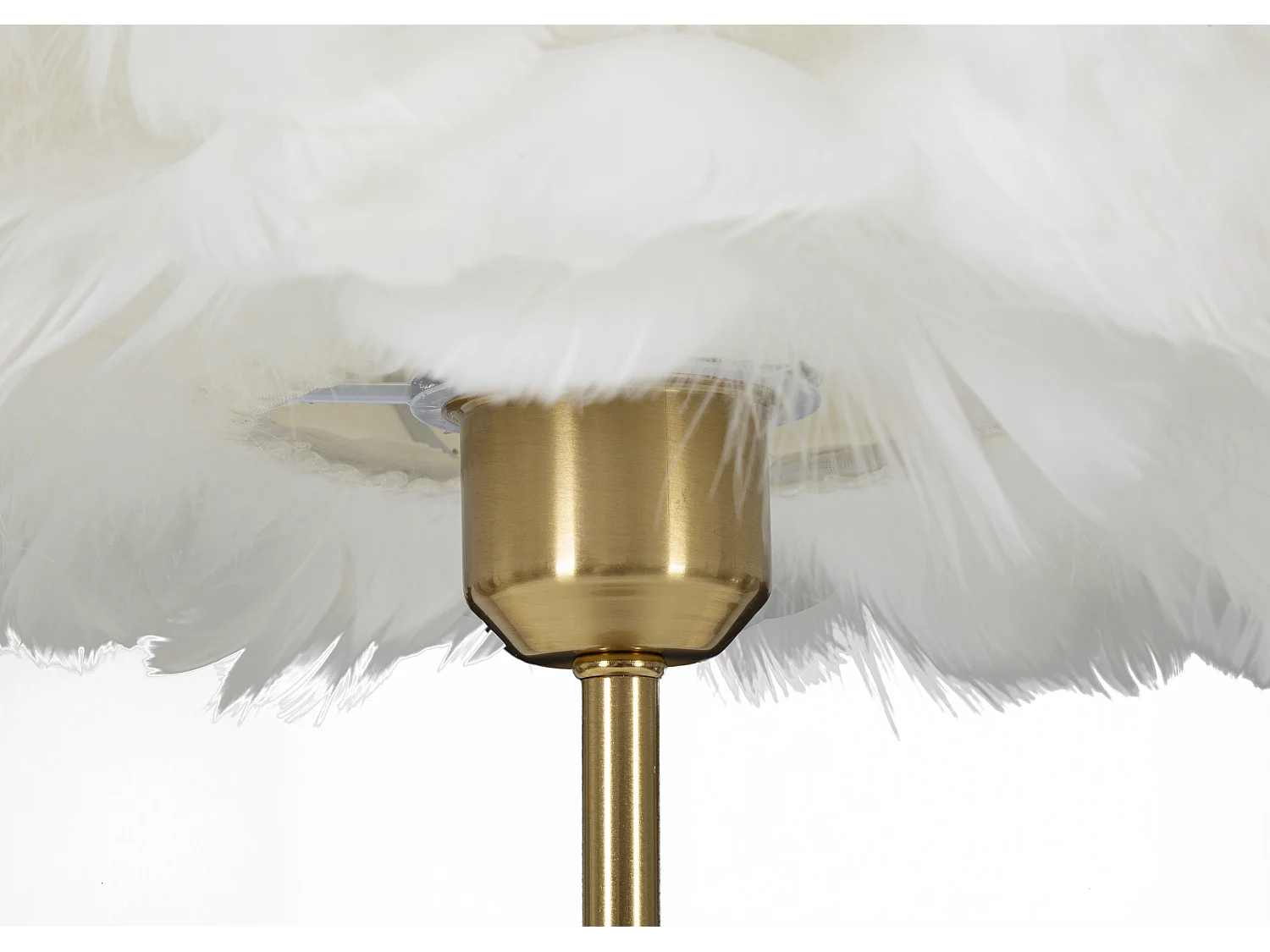 Lampe à Poser Imitation Plume "Ball" 50cm Or & Blanc