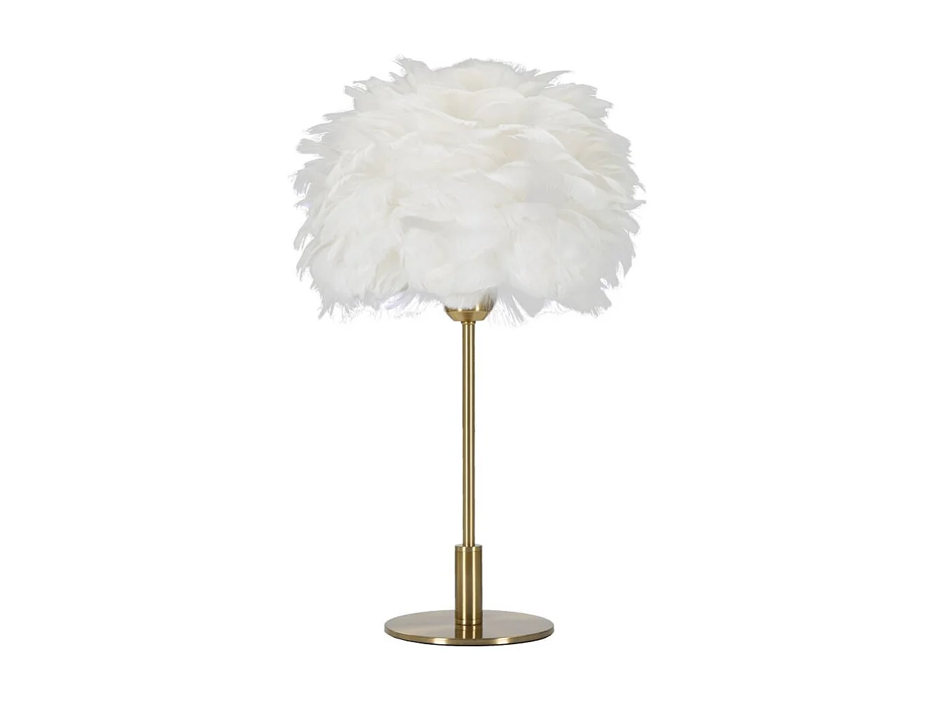 Lampe à Poser Imitation Plume "Ball" 50cm Or & Blanc