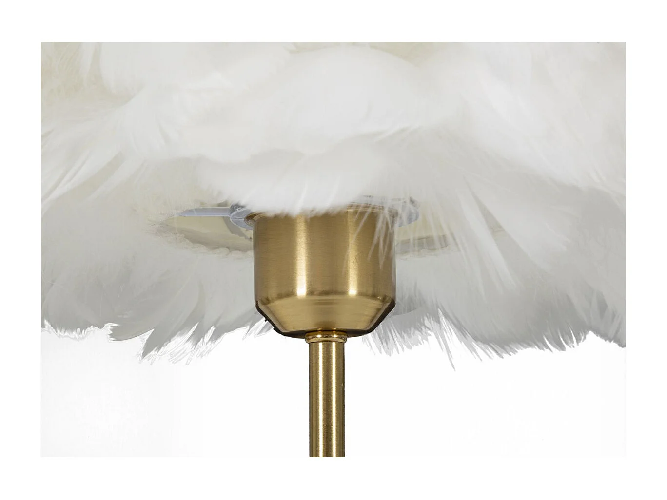 Lampe à Poser Imitation Plume "Ball" 50cm Or & Blanc