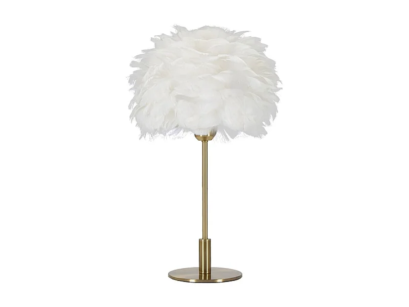 Lampe à Poser Imitation Plume "Ball" 50cm Or & Blanc
