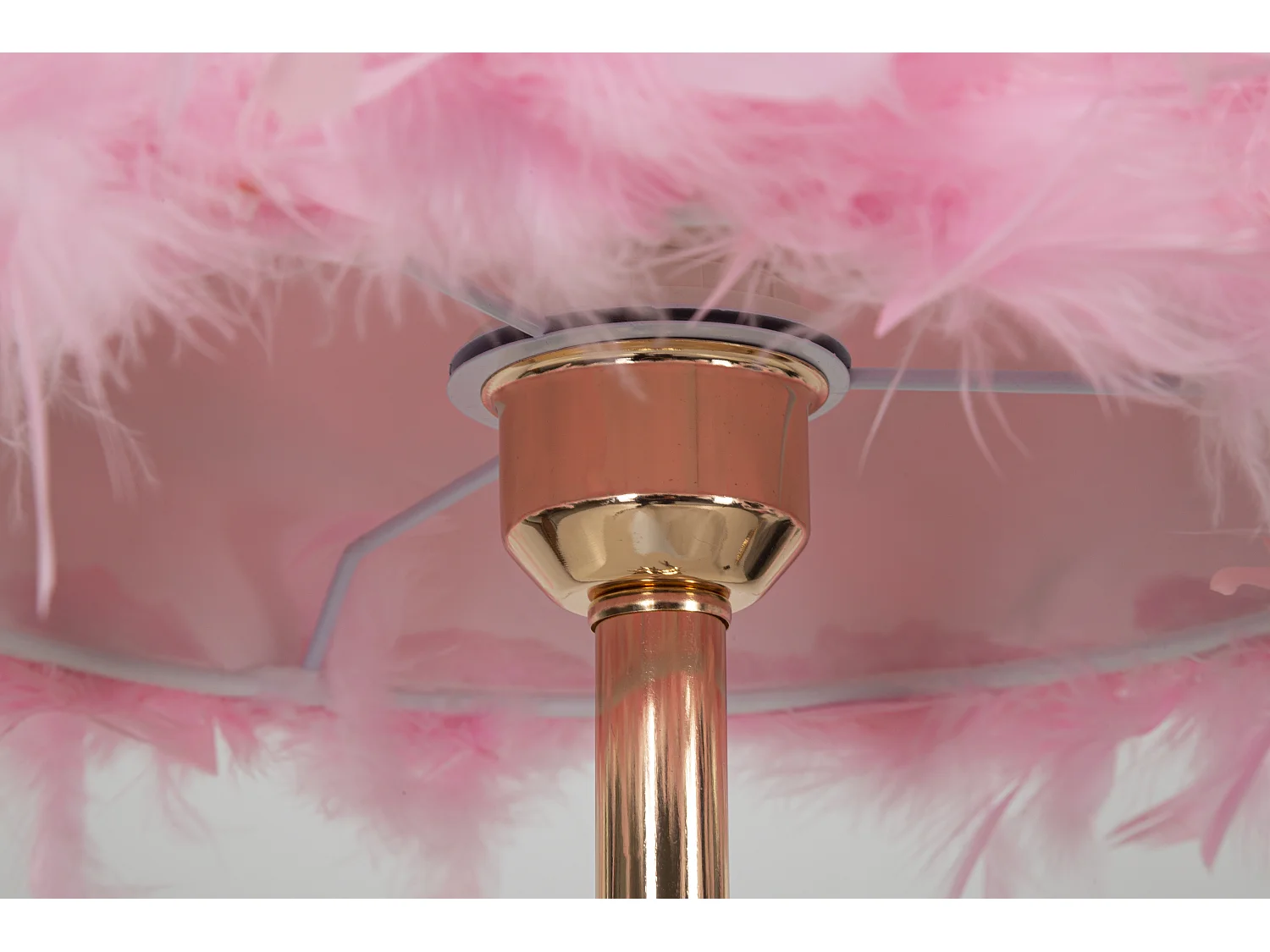 Lampe à Poser Imitation Plume "Tarty" 54cm Or & Rose